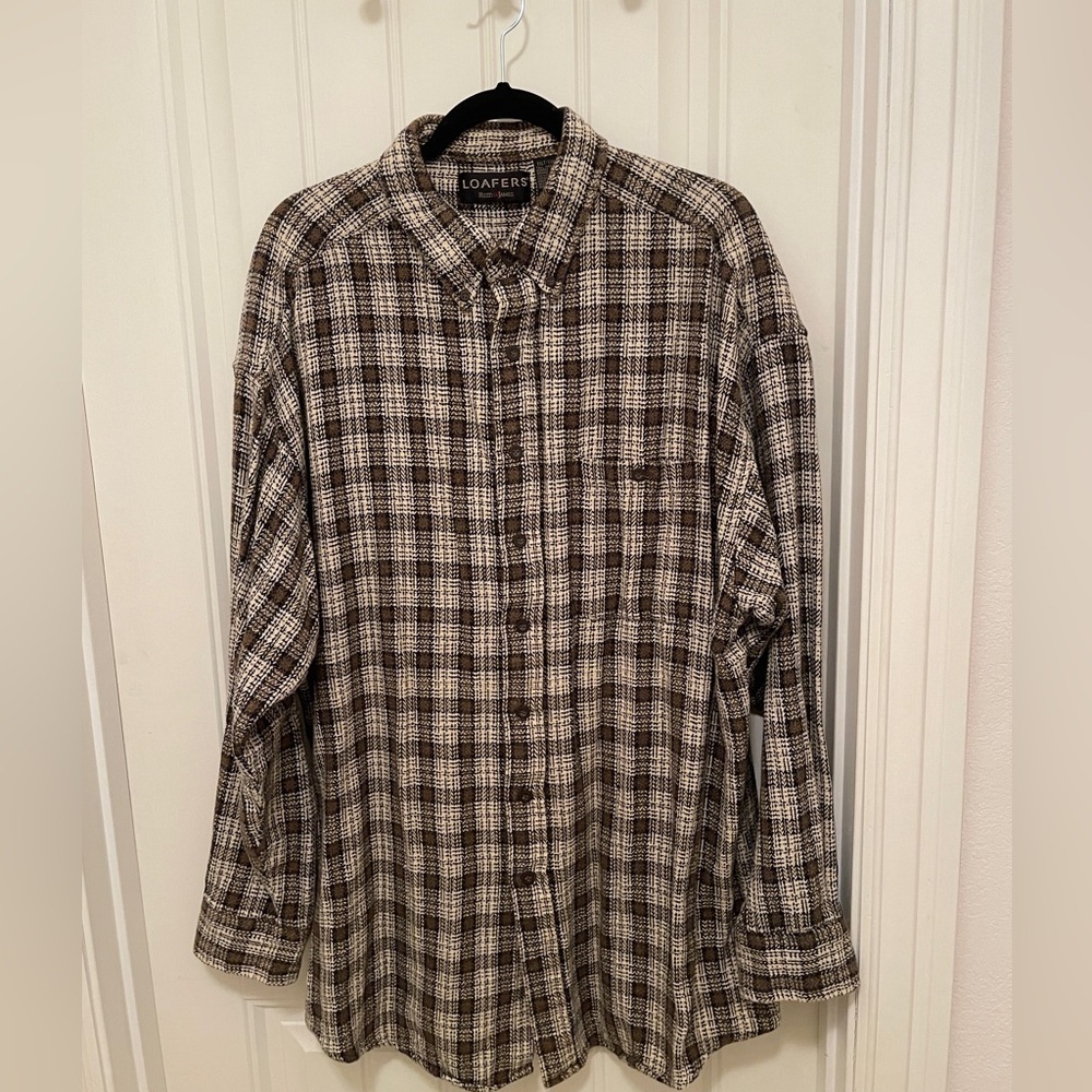 LOAFERS REED & JAMES Shacket men’s size XXLT‎ brown and tan button up shirt